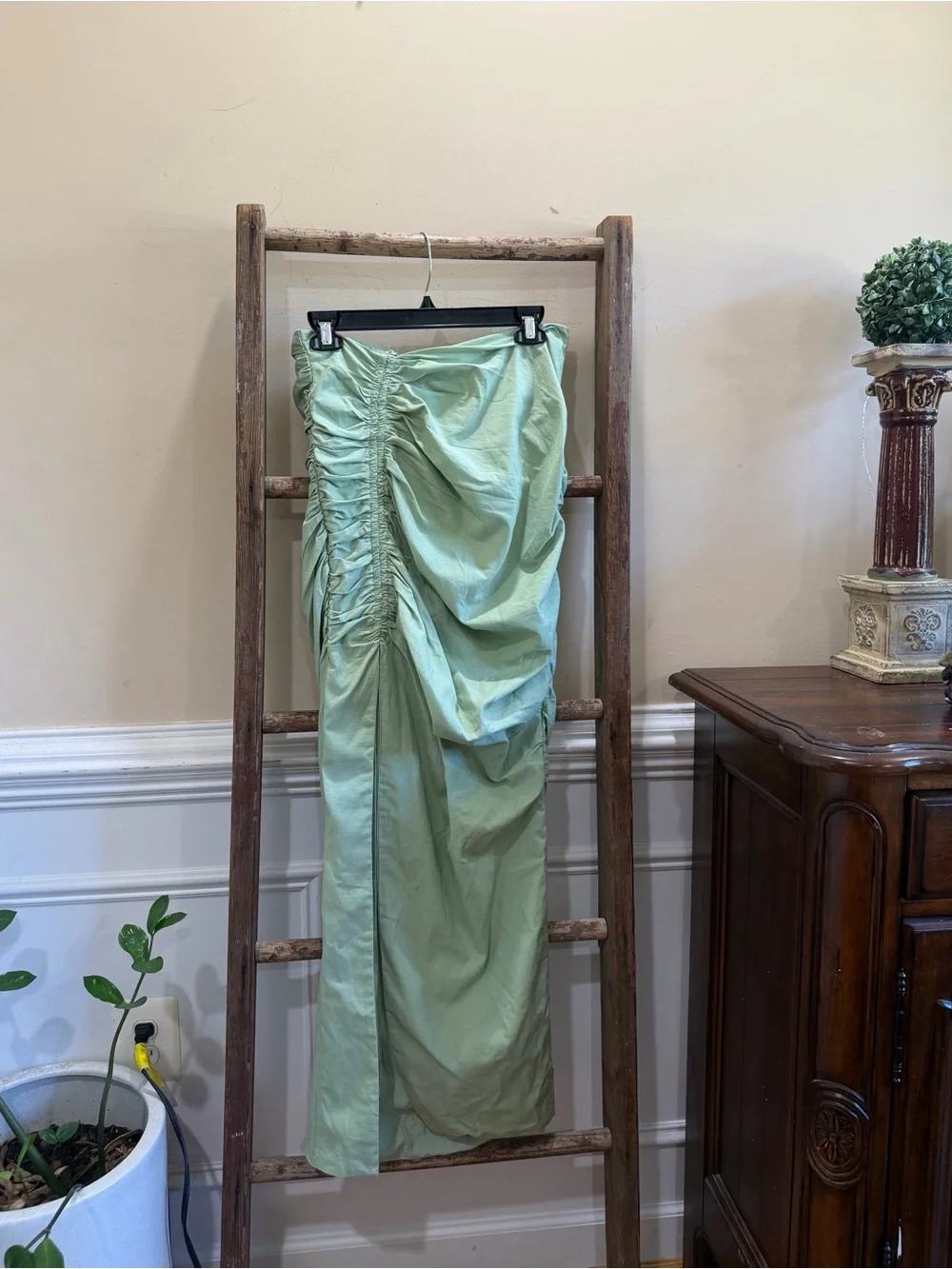 House of CB Solitaire Sage Gathered Drawstring Maxi Skirt